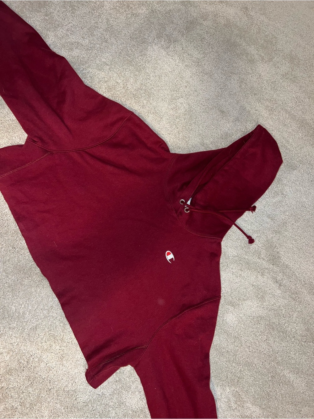 Champion Burgundy Pullover Cropped Hoodie